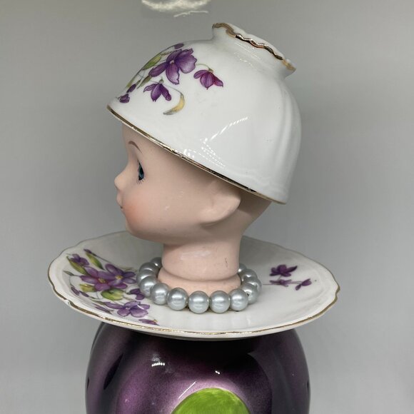 Doll Head Teapot Bird Feeder-Unusual Gift-Creepy Feeder-New! - Picture 10 of 11